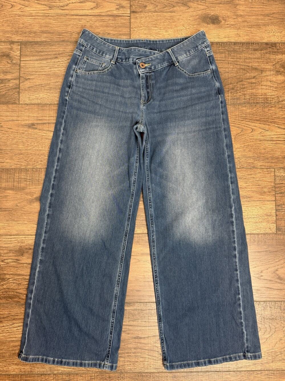 Halara Flex Baggy Wide Leg Jeans Sz M Regular Tik Tok Viral Asymmetric Low Rise